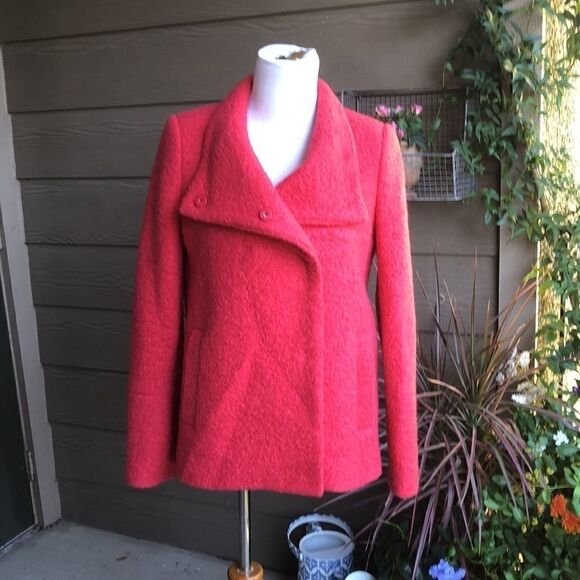 Zara Deep Coral Poly Winter Coat - Picture 2 of 14